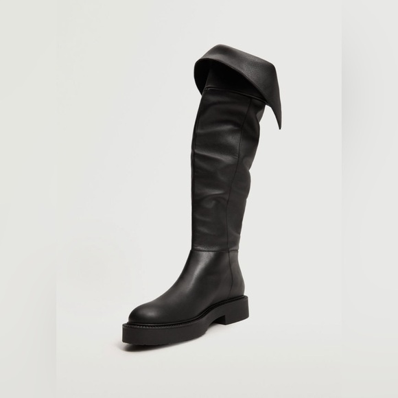 Mango Over the Knee Flat Boots in Black - Picture 6 of 15